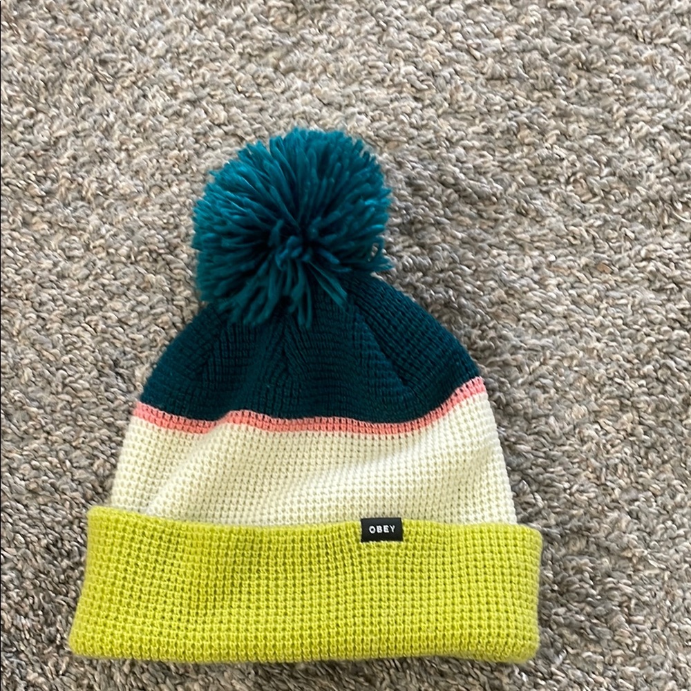 Obey Multicolor Pom-Pom Beanie